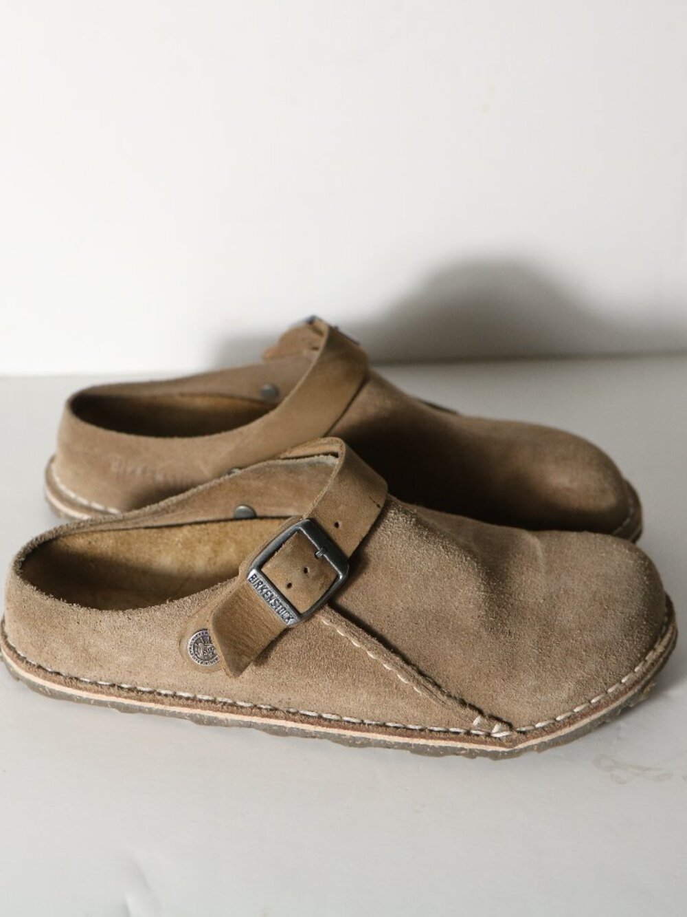 Birkenstock Lutry Premium Suede Leather Taupe Clog 36 Strap Comfort Slip On